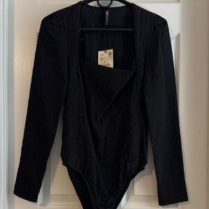 Zara Textured Black Blouse